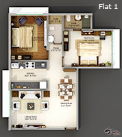 Flat 1 - 2D Floor Plan