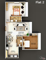 Flat 2 - 2D Floor Plan