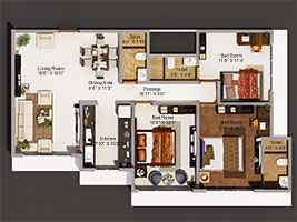 Flat 3 - 2D Floor Plan